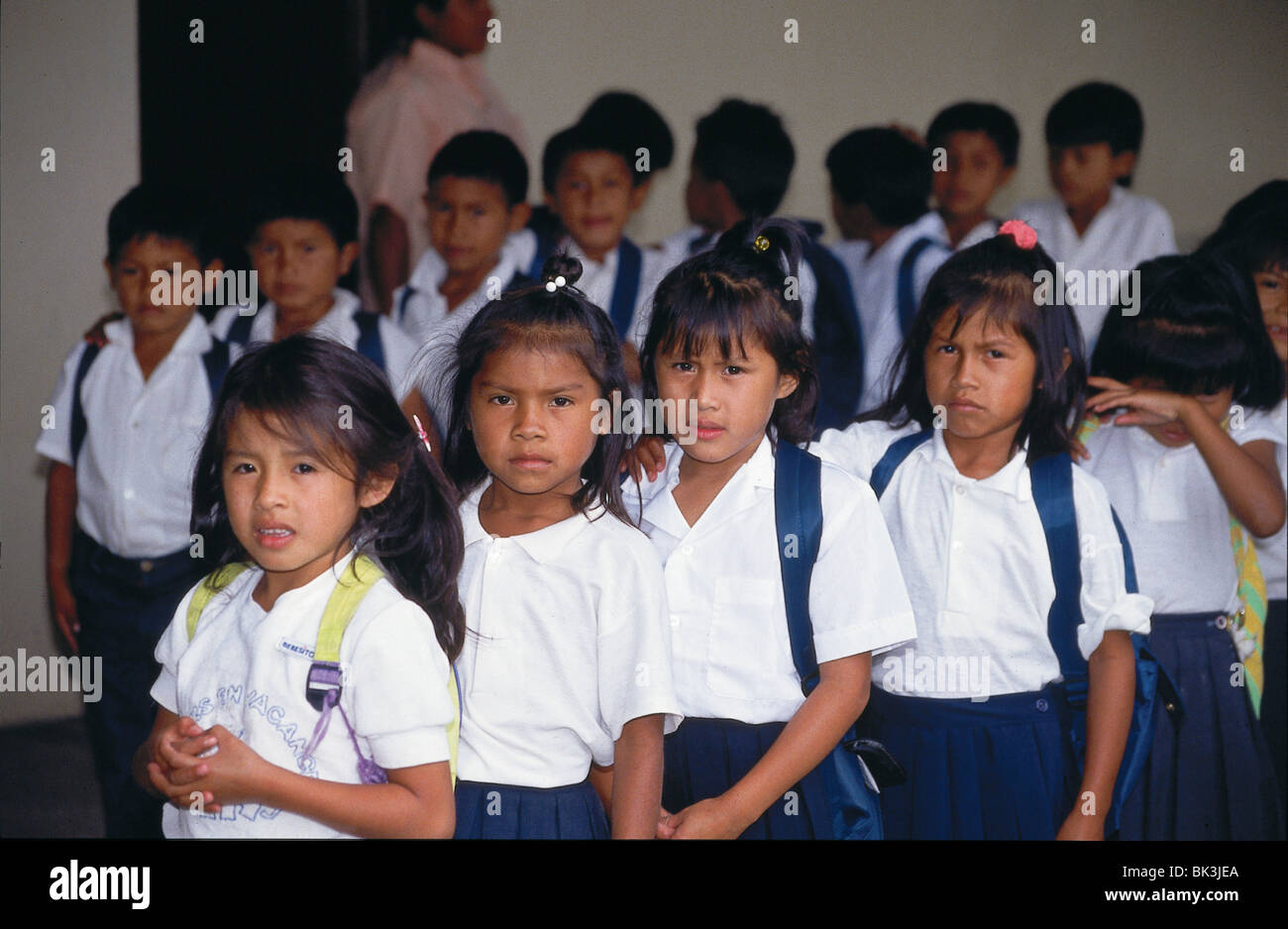 Indian Village School, Capuchina Mission Students in Uniforms Stock