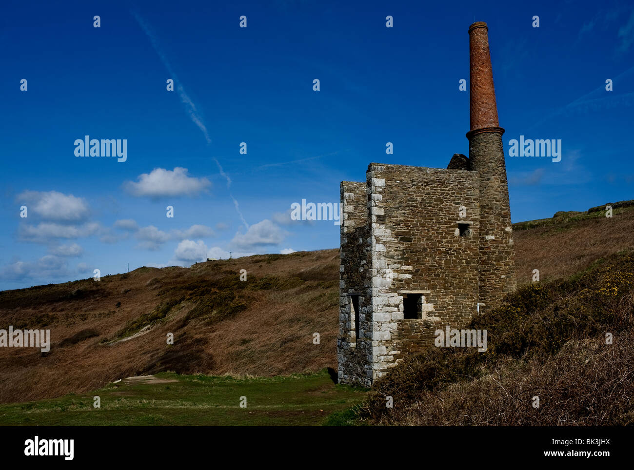 The remains of the Wheal Prosper engine house at Rinsey in Cornwall ...