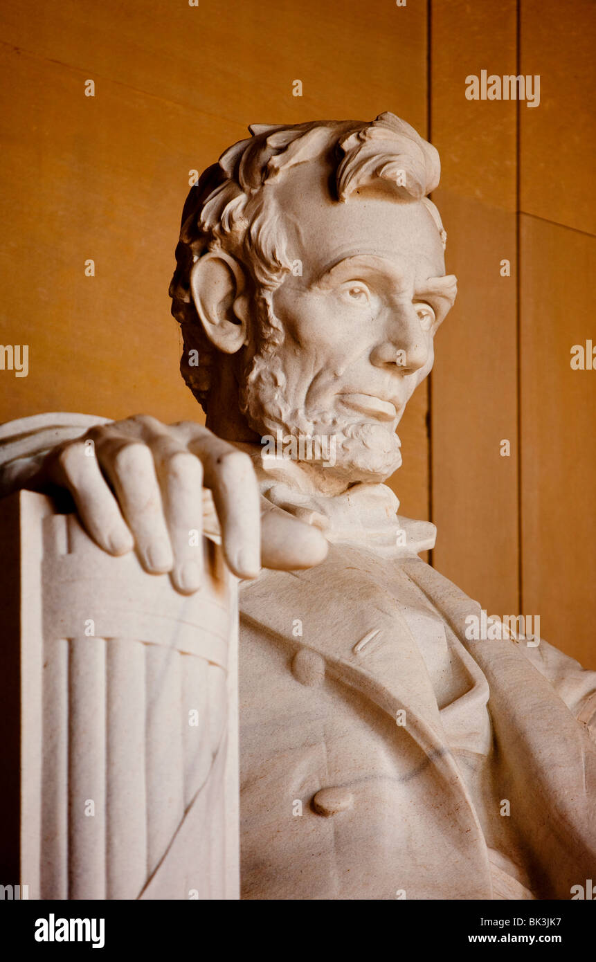 Abraham Lincoln Statue inside the Lincoln Memorial, Washington DC USA Stock Photo