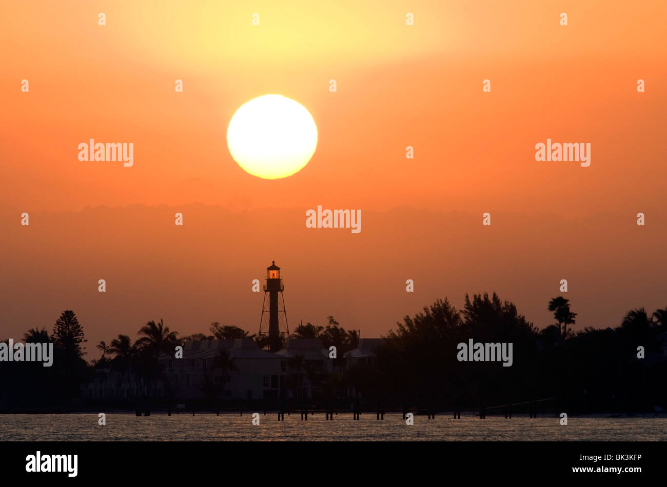 Sanibel Island Lighthouse at Sunrise - Sanibel Island, Florida USA Stock Photo