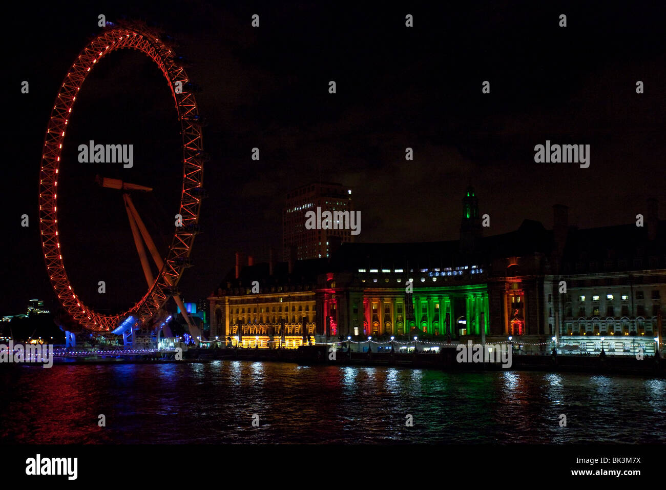 London Eye by night, UK Stock Photo
