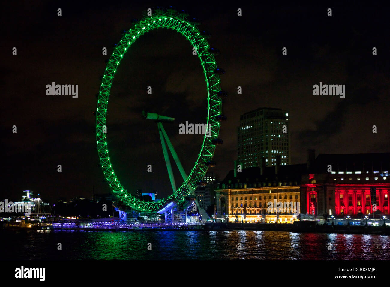 London Eye by night, UK Stock Photo