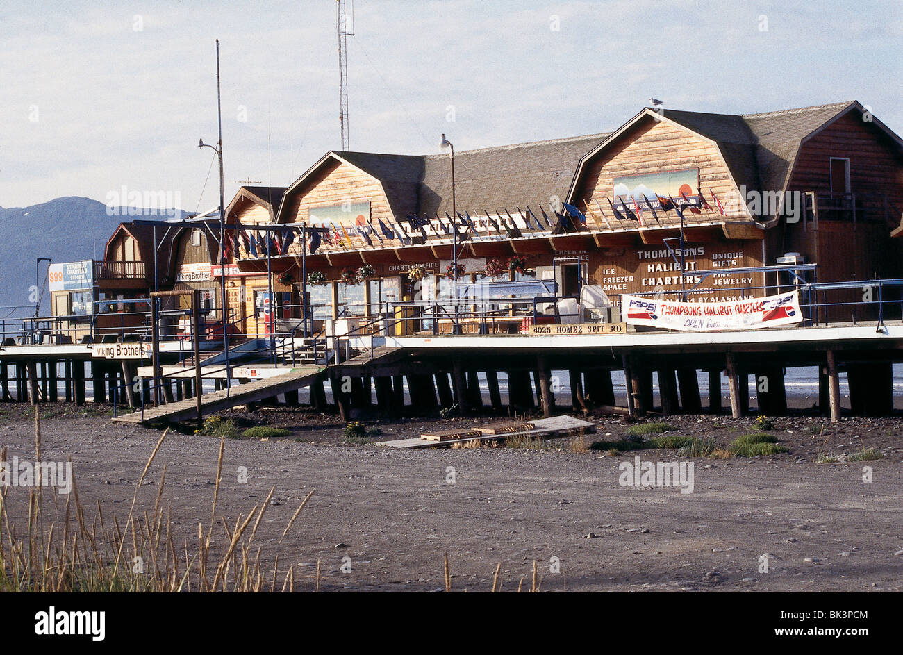 Thompson's Halibut Charter Fishing Building in Homer, Alaska Stock Photo