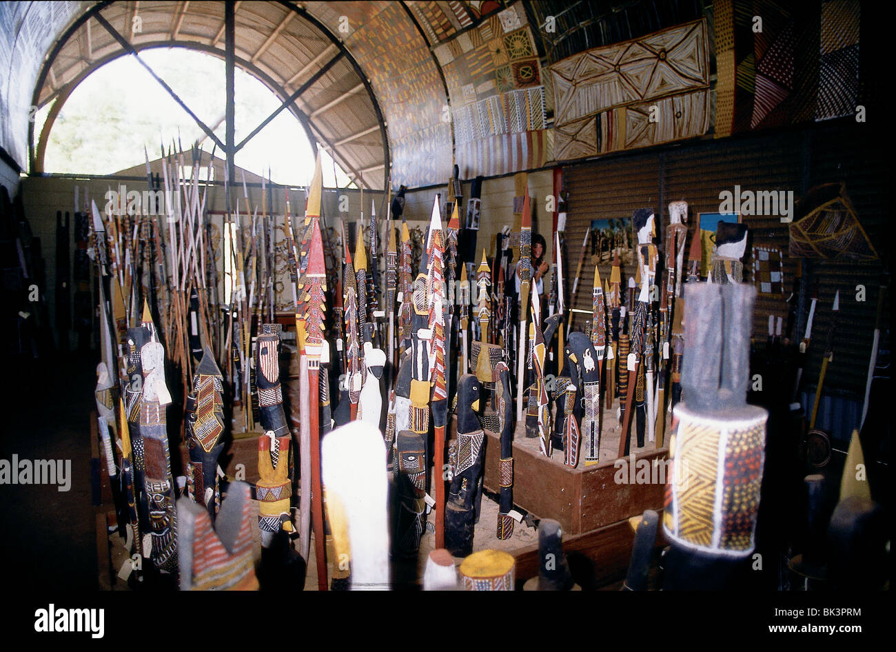 Aborigine Arts and Crafts Center on Bathurst Island, Australia Stock