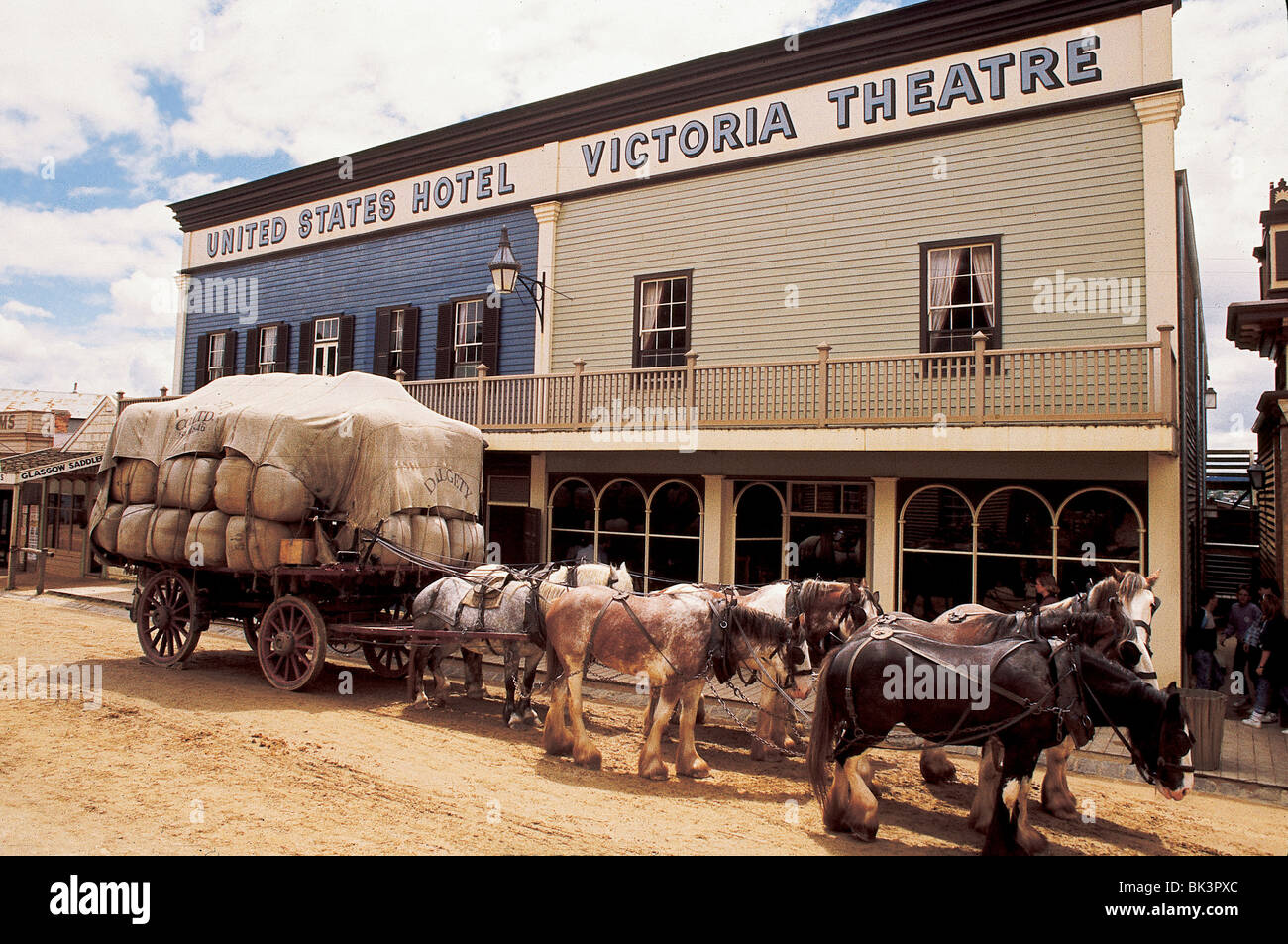 Sovereign Hill Ballarat Australia A horse drawn wagon carrying wool