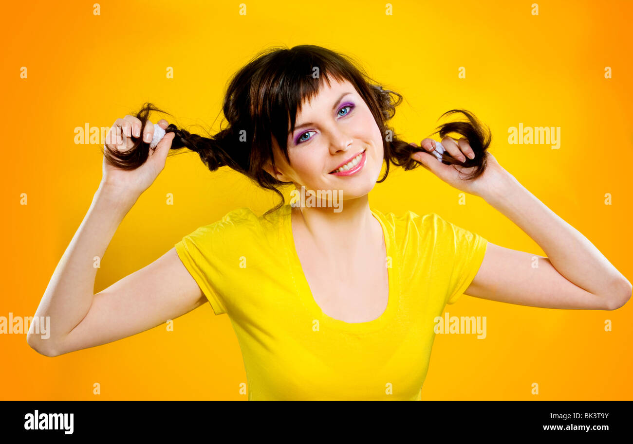 portrait of beautiful girl on black background Stock Photo - Alamy