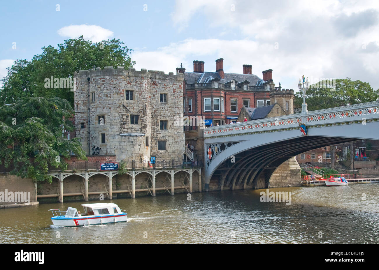 Cabin cruiser on the River Ouse York Stock Photo Alamy