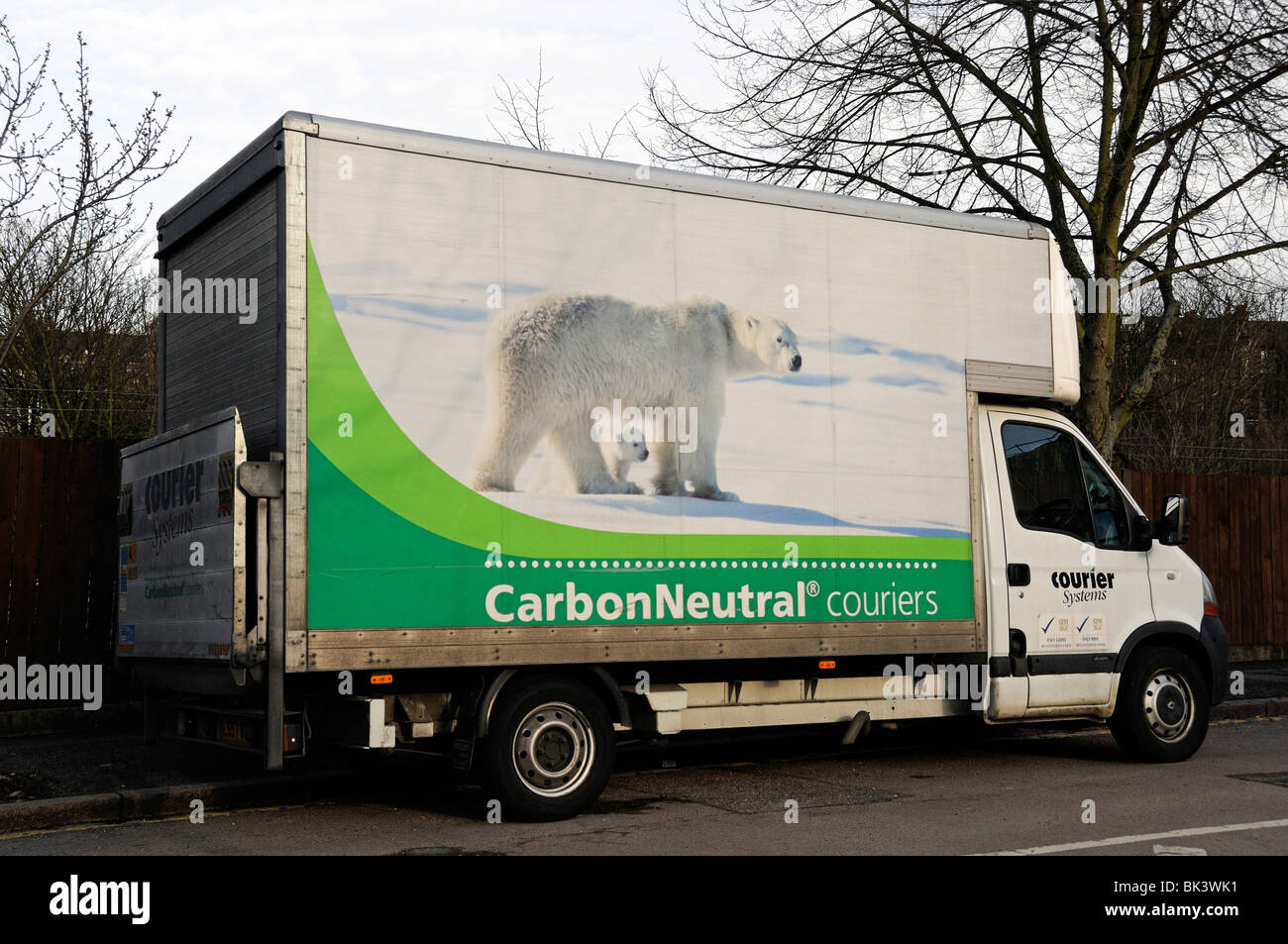 Delivery van with Carbon Neutral Couriers on side Highbury London England UK Stock Photo