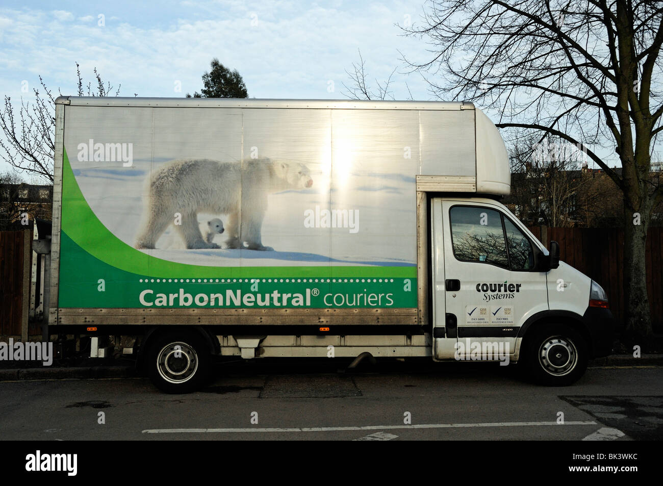 Delivery van with Carbon Neutral Couriers on side Highbury London England UK Stock Photo