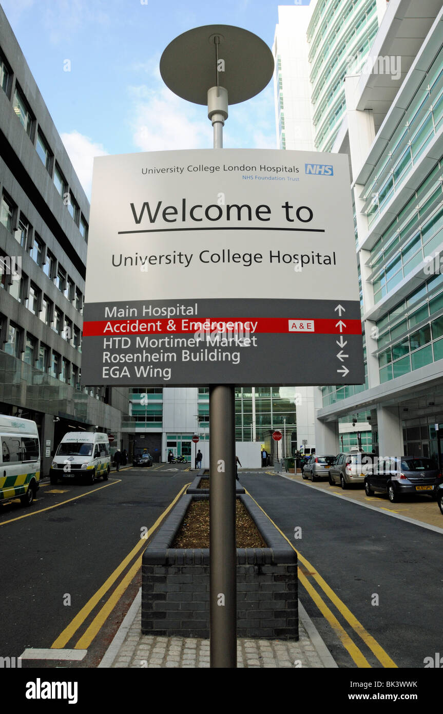 University College London Hospital sign England UK Stock Photo