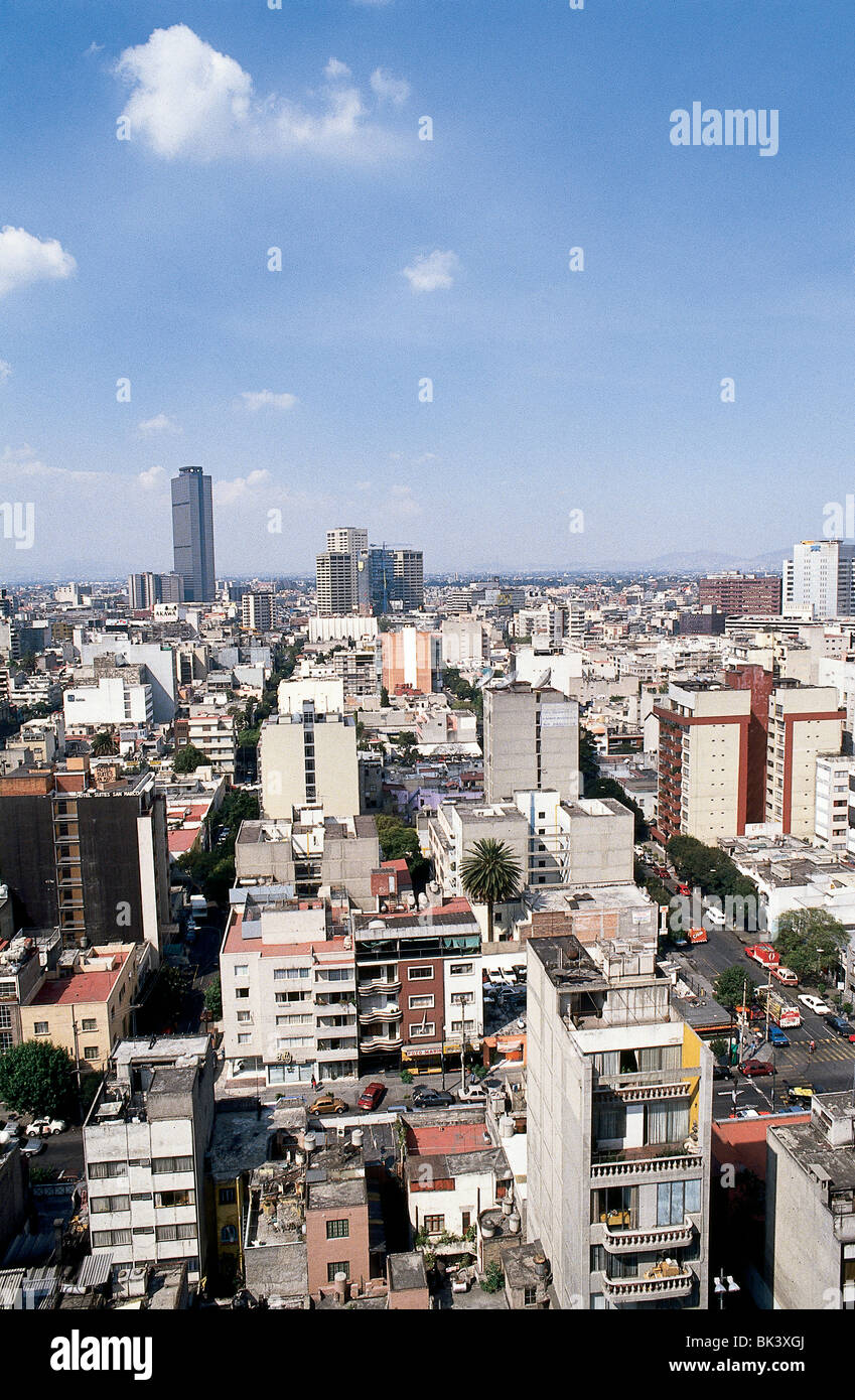 Scenic overlook showing built structures, buildings, and skyscrapers of  the national capital Mexico City, Mexico Stock Photo
