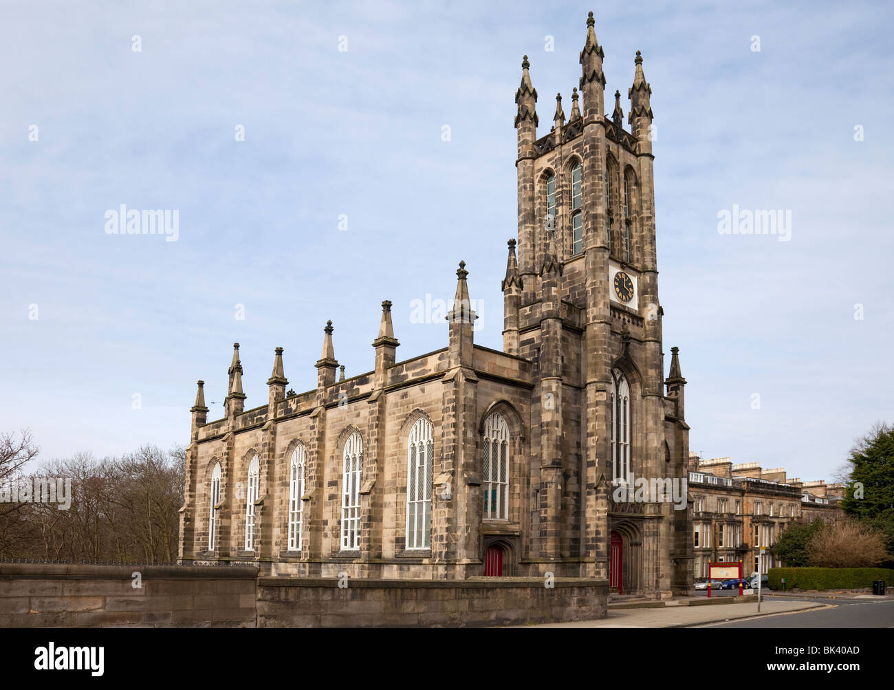 The Rhema Christian Centre Church, formerly Holy Trinity Church (Scottish Episcopalian) (1838) at the northern end of Dean Bridge in Edinburgh. Stock Photo