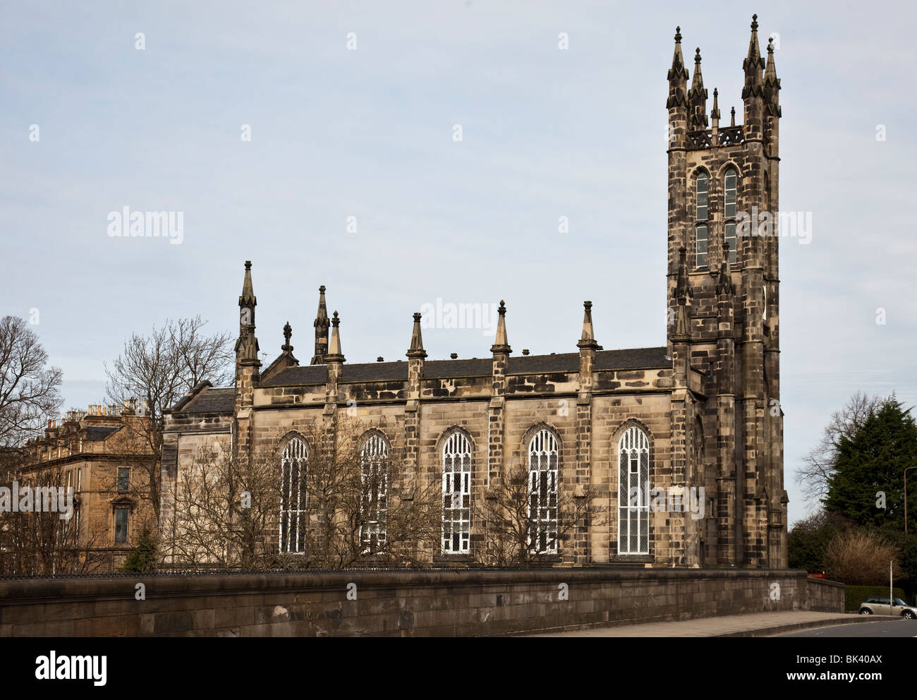 The Rhema Christian Centre Church, formerly Holy Trinity Church (Scottish Episcopalian) (1838) at the northern end of Dean Bridge in Edinburgh. Stock Photo