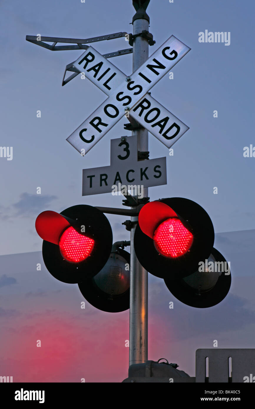 Railroad crossing signal Stock Photo