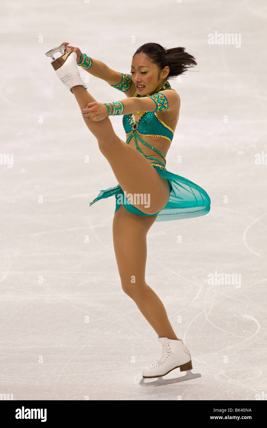 Miki Ando (JPN) competing in the Figure Skating Ladies Free Program at the 2010 Olympic Winter Games Stock Photo