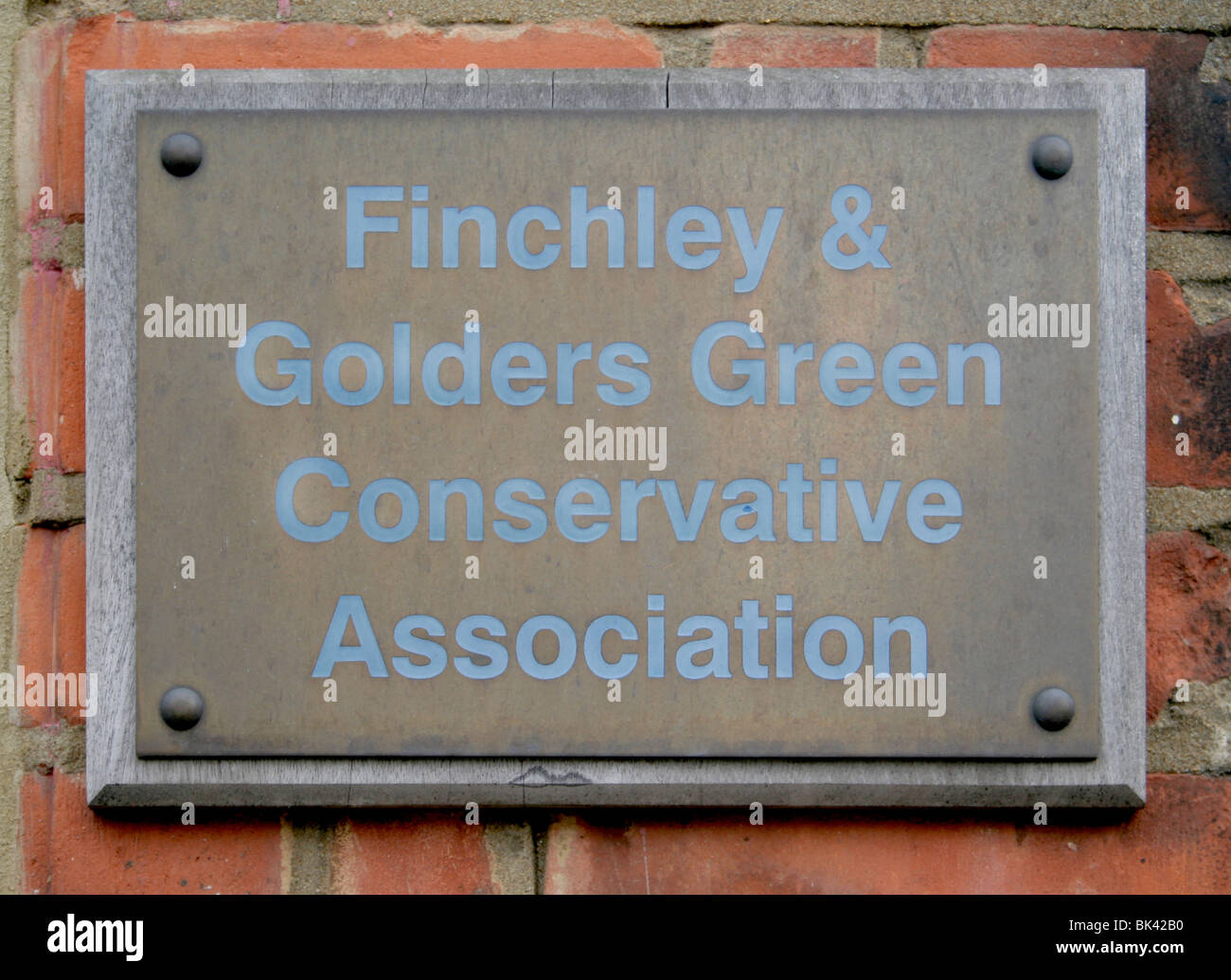 The Finchley & Golders Green Conservative Association Plaque. Stock Photo