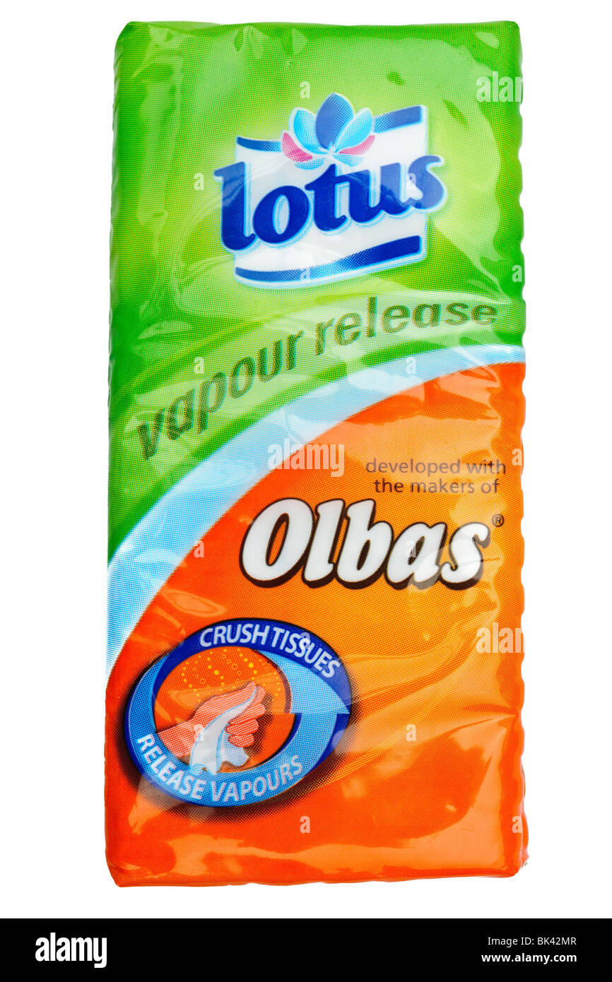 Pack of Olbas vapour release crush  tissues Stock Photo