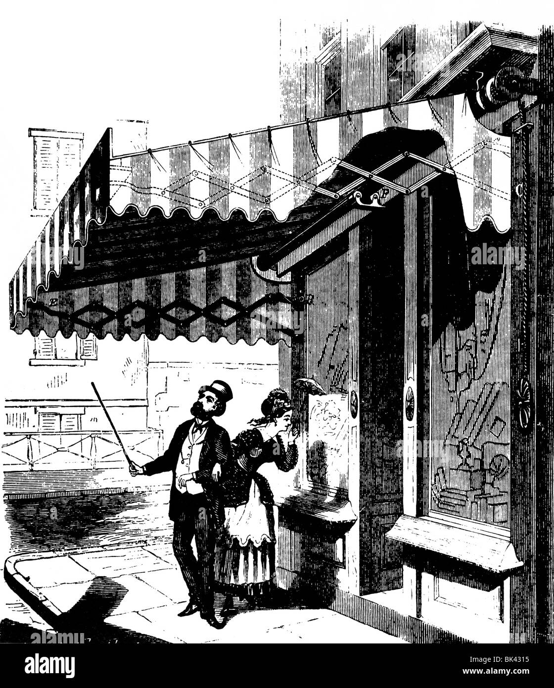 Miller and McClellan s improved awning, 1869 Stock Photo