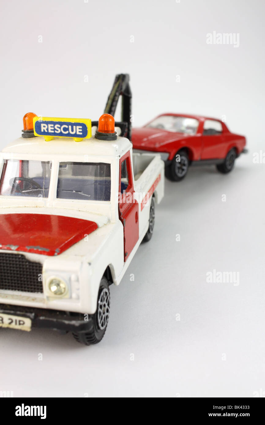 toy recovery truck and broken down car Stock Photo Alamy