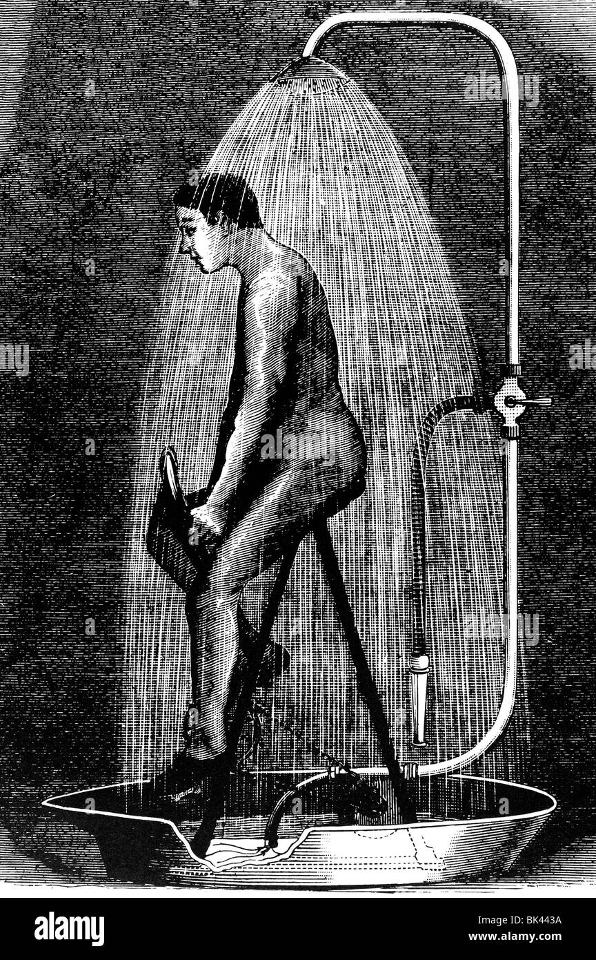 Velocipede Shower-Bath, 1897 Stock Photo