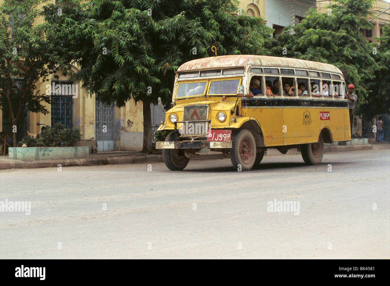 A yellow Citroen bus, Myanmar Stock Photo