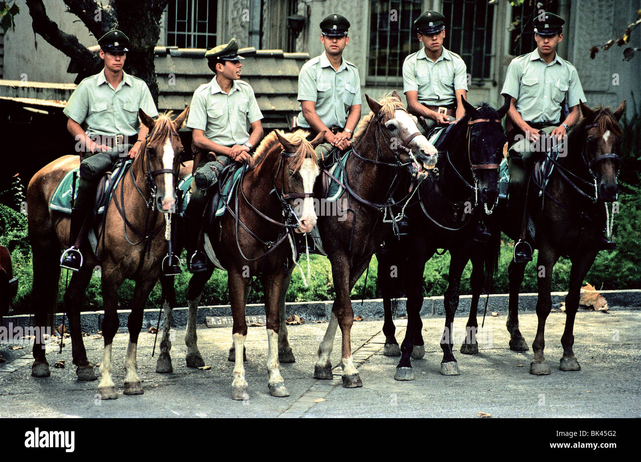 Mounted police near Parque Metropolitano, Santiago, Chile Stock Photo