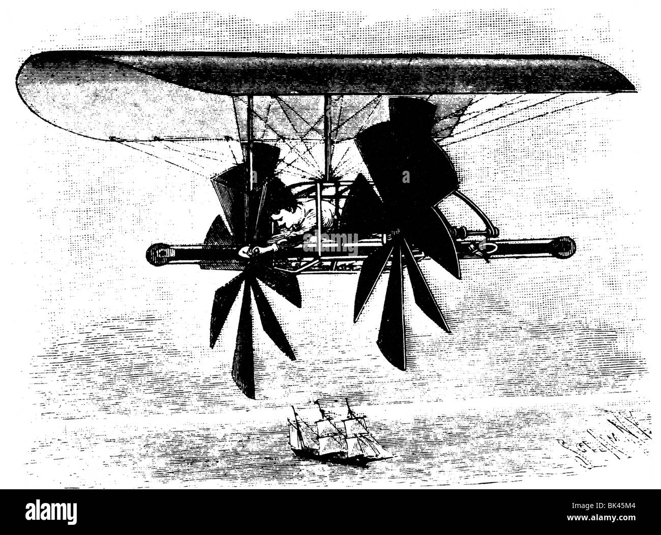 Stark s Motor for flying machines, 1893 Stock Photo