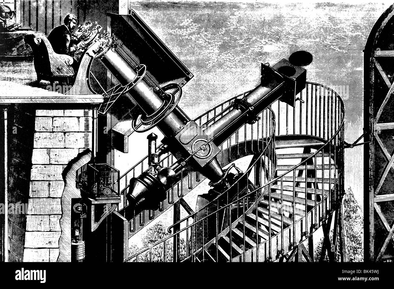 The great equatorial telescope of the Paris observatory, 1883 Stock Photo