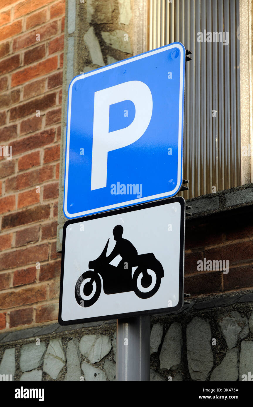 Motorcycle parking sign, UK Stock Photo