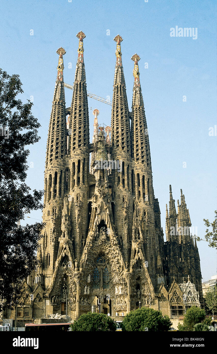 Cathedral La Sagrada Familia, by Antonio Gaudi, Barcelona, Spain Stock Photo