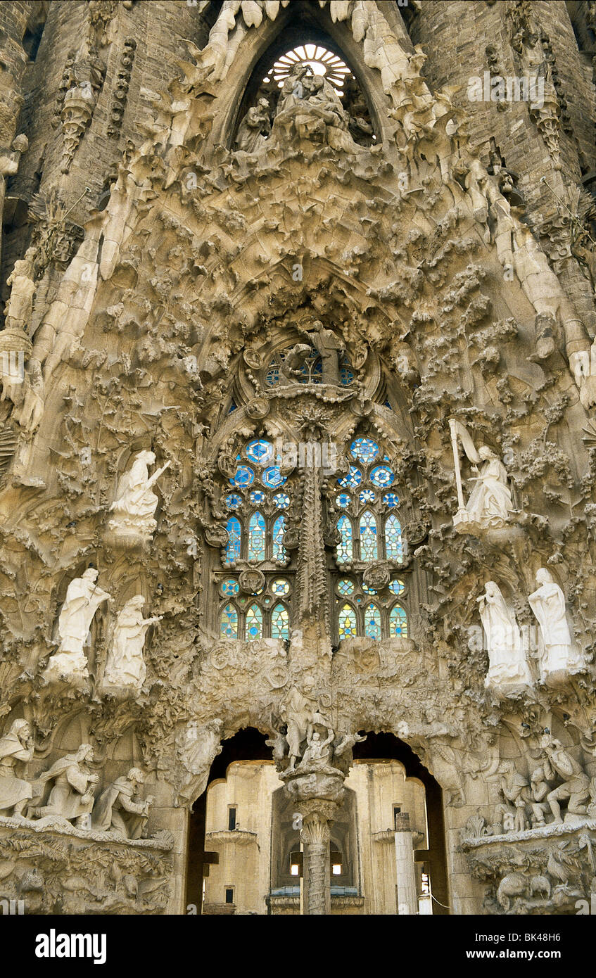 Cathedral La Sagrada Familia, by Antonio Gaudi, Barcelona, Spain Stock Photo