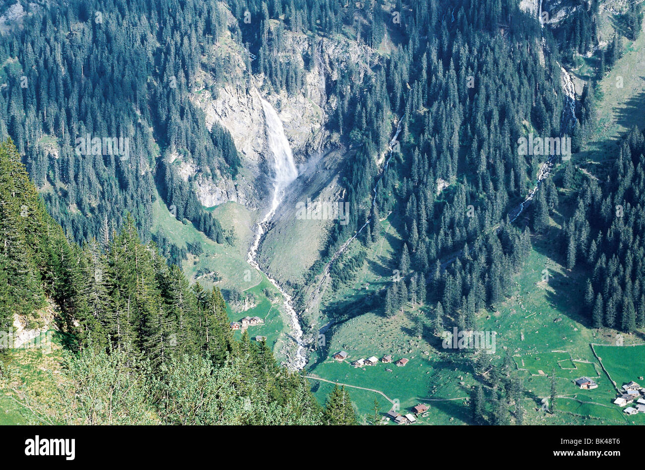 River Valley near Disentis or Muster - Desentis/Muster, Switzerland Stock Photo
