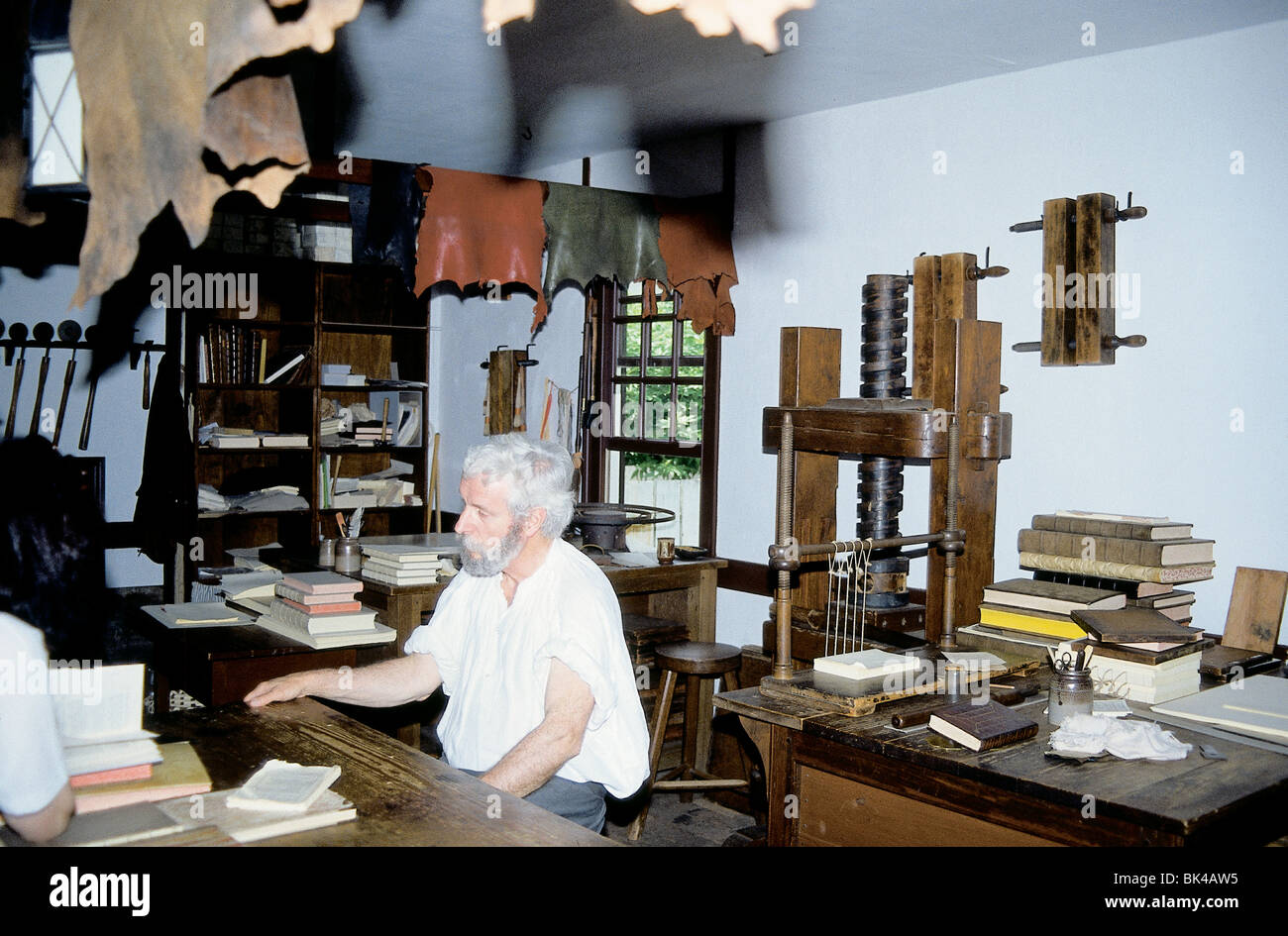 Printing Office and Book Bindery at Williamsburg, Virginia Stock Photo