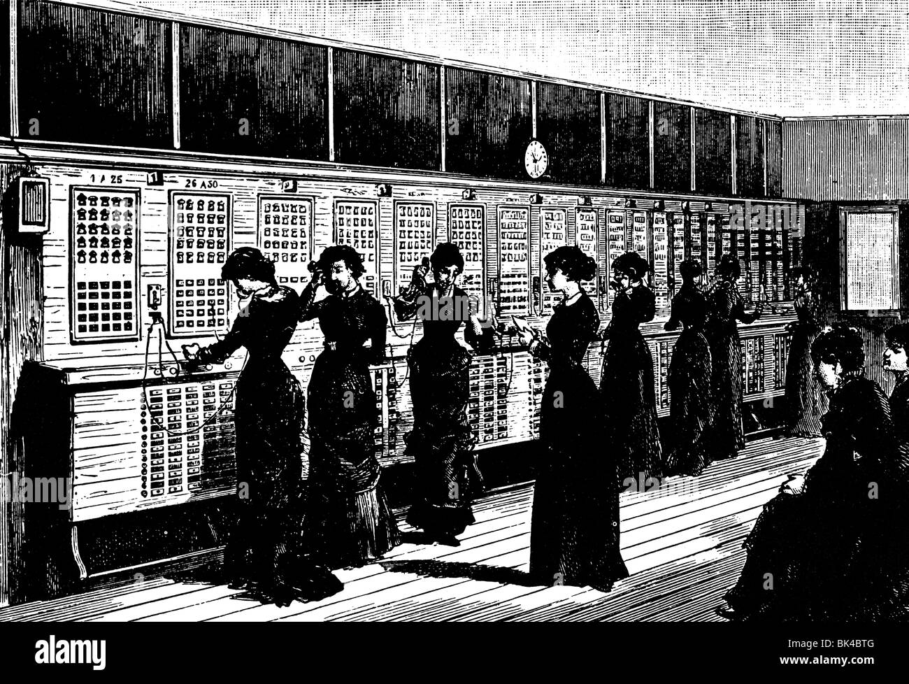 The telephone exchange in Paris, 1882 Stock Photo Alamy