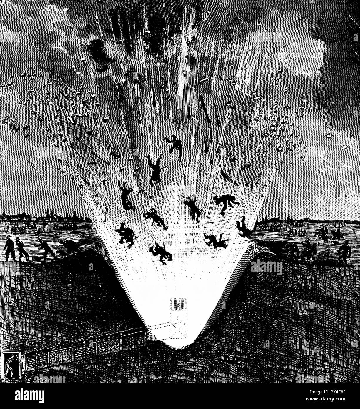 Mine explosion, 1885 Stock Photo
