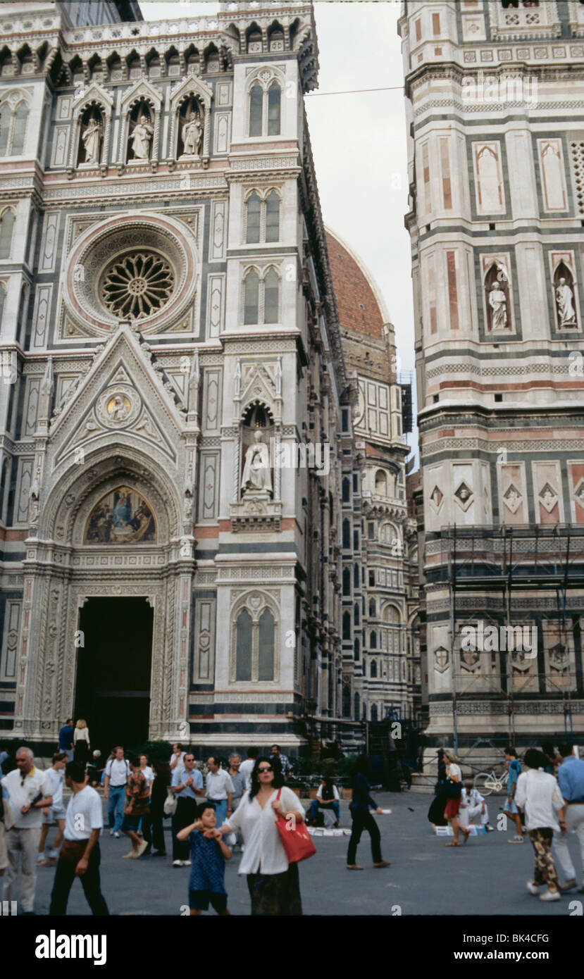 Architectural details of Santa Maria del Fiore and Campanile di Giotto in Florence, Italy Stock Photo