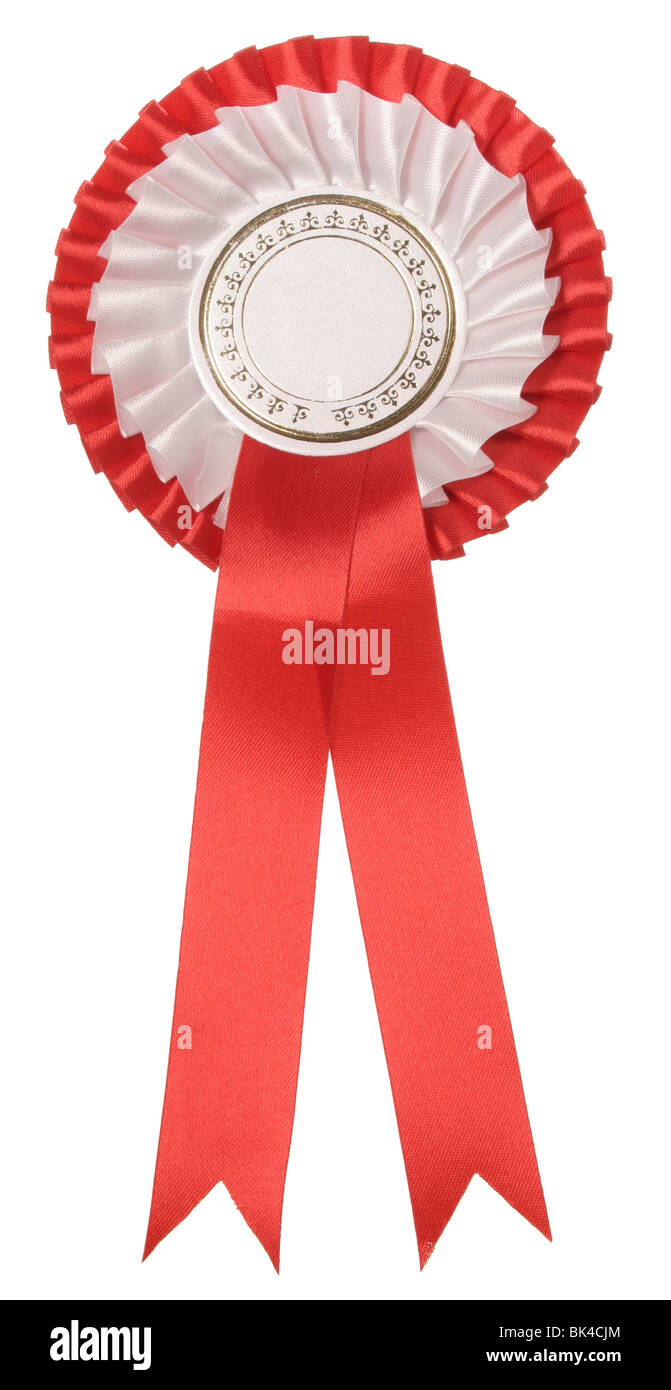 Blank Winners Red Rosette for best in class. Stock Photo