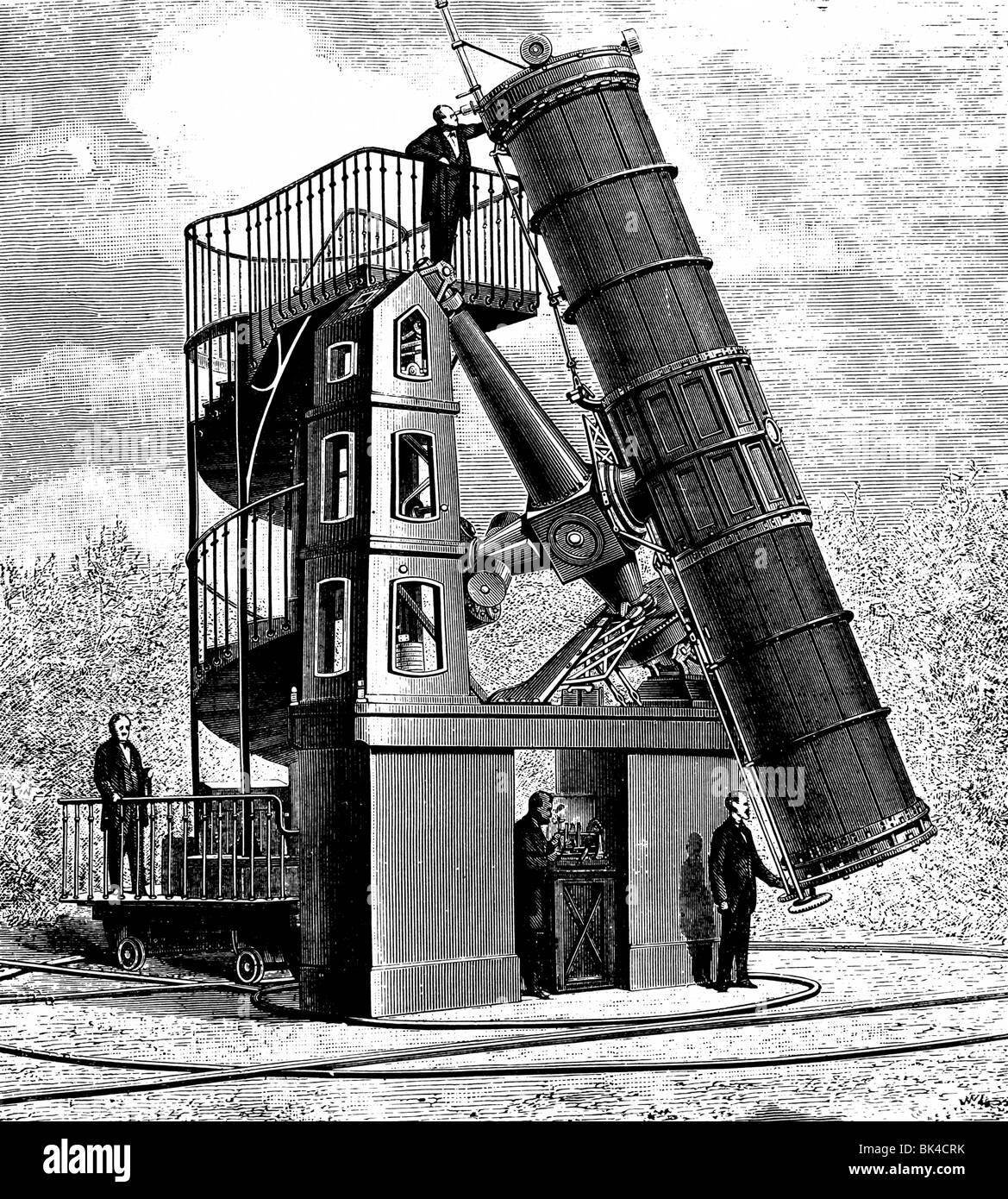 Telescope of the observatory in Paris, 1876 Stock Photo