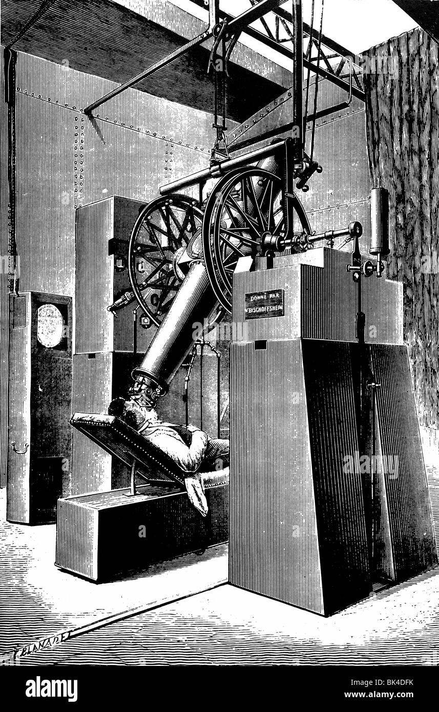 Meridian telescope in the Paris observatory, 1877 Stock Photo