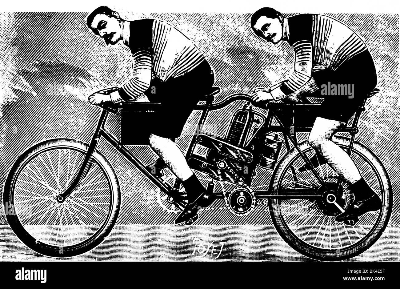 Motor bicycle for two persons, 1899 Stock Photo