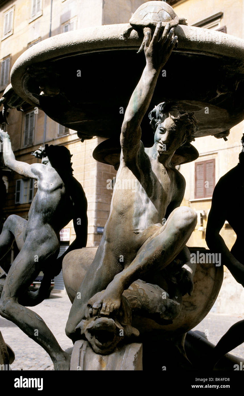 Fountain of Tortoises, by Giacomo della Porta (1581), in Piazza Mattei, Rome Stock Photo