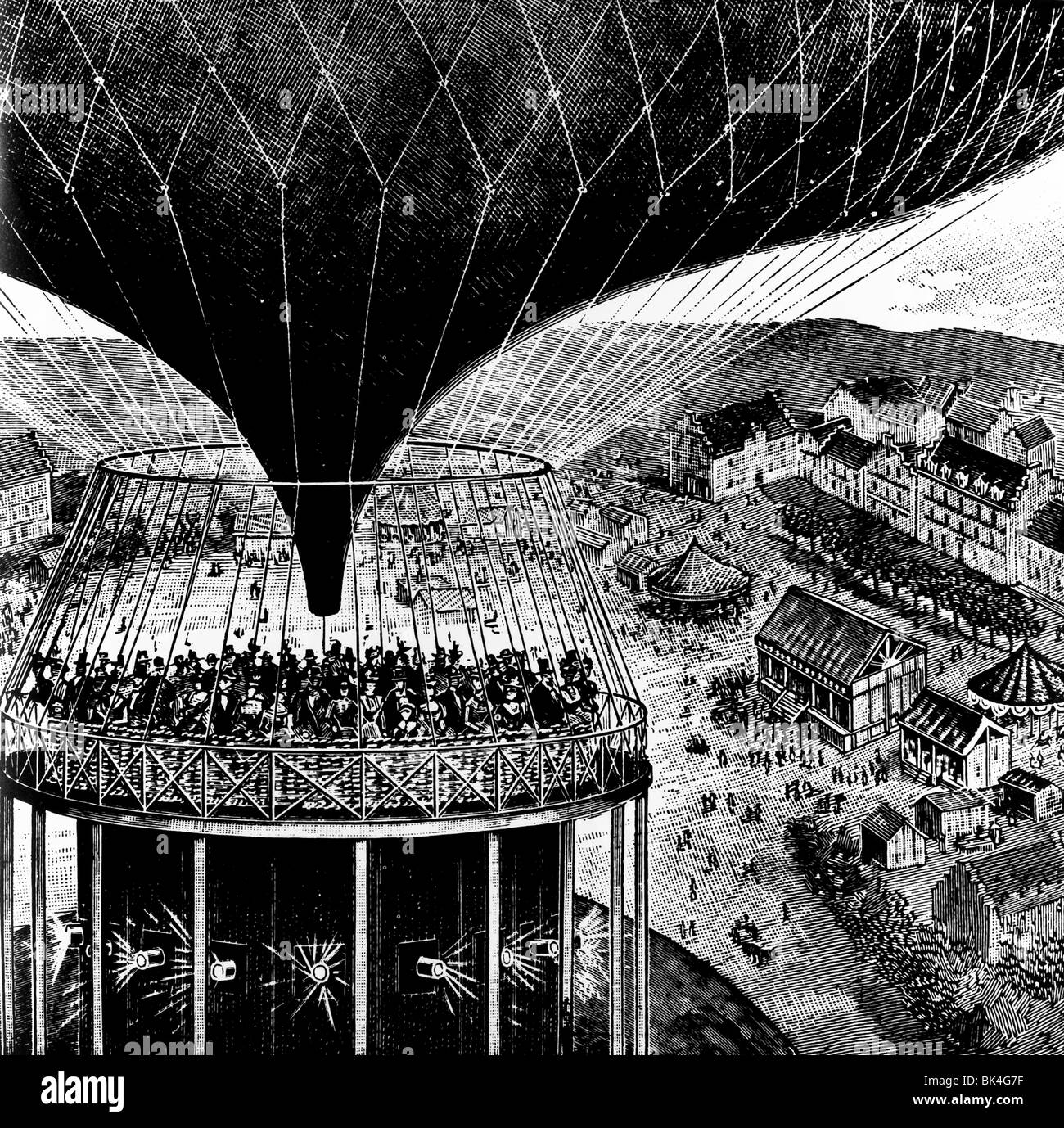 Grimoin-Sanson s Cineorama Air-Balloon Panorama, 1900 Stock Photo