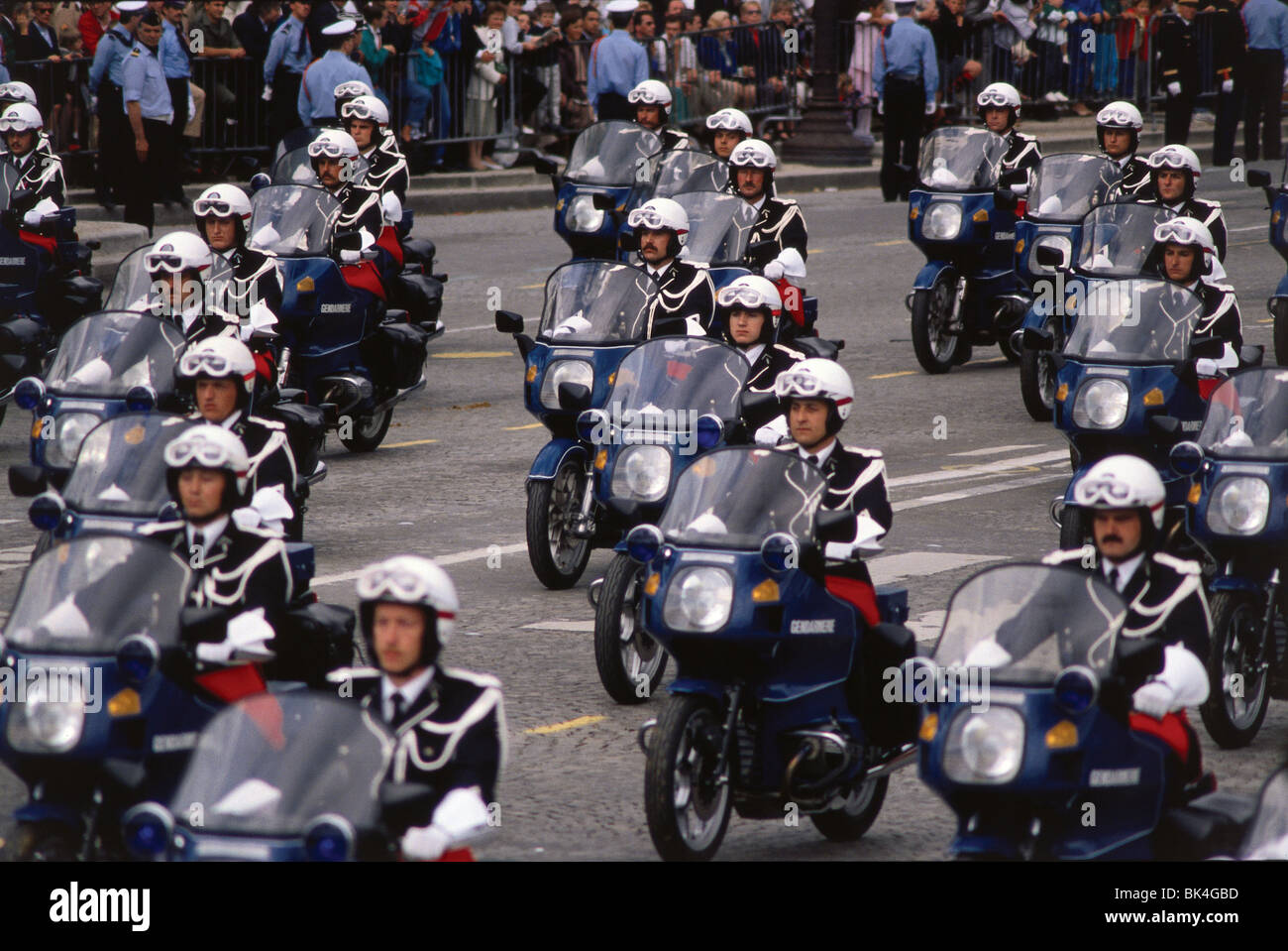French Gendarmerie motorcycle unit, Bastille Day Parade, Paris Stock Photo