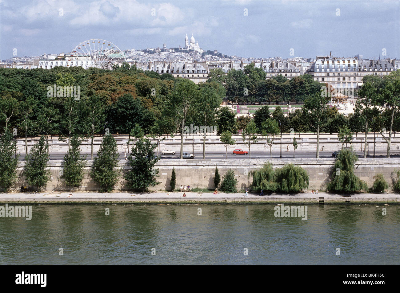A distant view of Sacre Coeur Basilica and Butte Montmartre, Paris Stock Photo