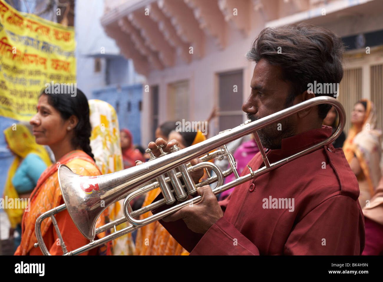 trumpet player india Stock Photo Alamy