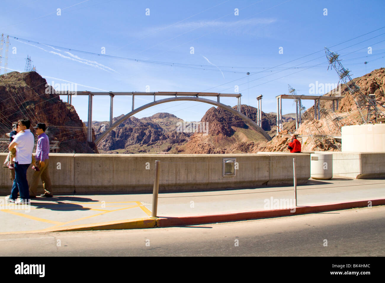 New Colorado River Bridge span across canyon below Hoover Boulder Dam