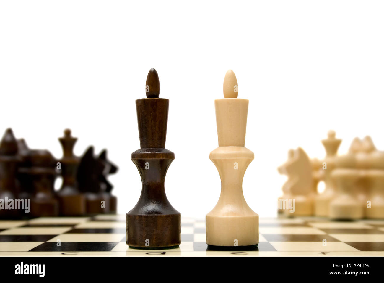 Confrontation between two groups of chess - concept Stock Photo
