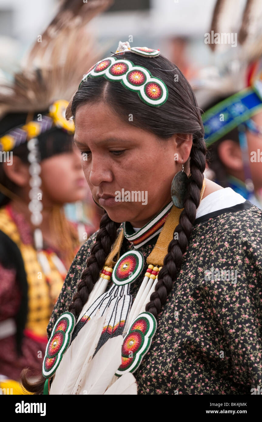 Native woman, T'suu Tina Pow wow, Bragg Creek, Alberta, Canada Stock Photo