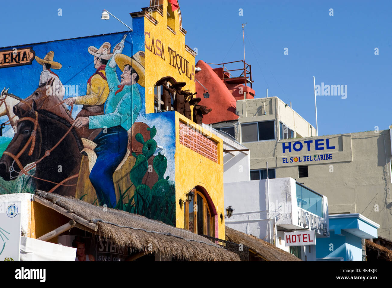 The casa tequila on the strip in Playa del Carmen Mexico Stock Photo