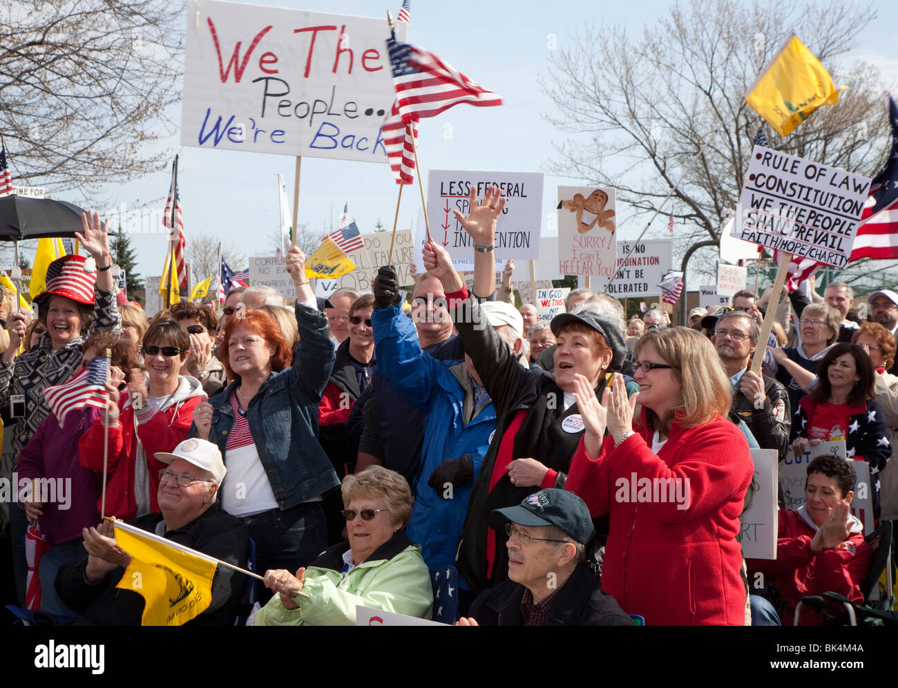 A Tea Party Express rally in suburban Detroit. Stock Photo